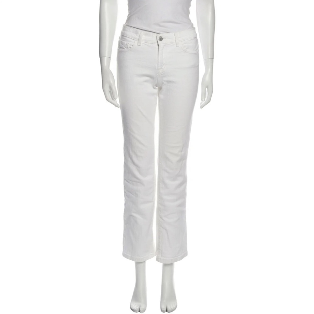 J Brand Mid-Rise Straight Leg White Jeans 27